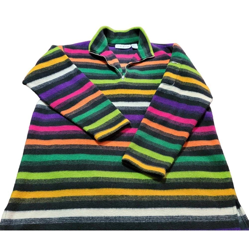 Chaus Sweater Long Sleeve 1/4 Zip Multicolor Size Medium‎ Zippered Sleeve Pocket
